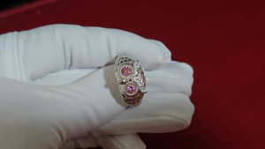 Adjustable S925 Sterling Silver Pink Moissanite Owl Design Ring