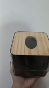 Tempat Tissue Kayu Hitam Pop Up Dispenser Tissue Pop Up