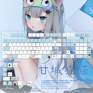 Adorable Cat Keycaps PBT Transparent Keyboard Keycaps round Ball Keyboard Keycaps Nachoneko Brand Anime Cat Keyboard Accessories