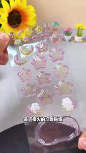 6Style 3D Relief Stacking Stickers DIY Craft Crystal Ornaments Funny Relief Tree Animals Stickers Birthday Party Gifts
