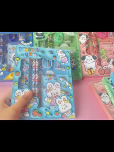 COD 6-in-1 Cartoon Childrens Stationery Set Childrens Pencil/Sharpener/Eraser/Ruler Stationery