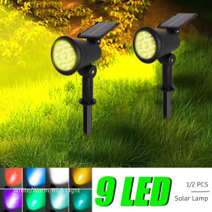 Solar LED Light 9 LED Highlighted SpotlightsOutdoor IP65 Waterproof LightsBrightness Adjustable for Garden Backyard Driveway