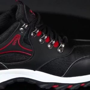 MCPRO SAFETY SHOES Low Cut Steel Toe Cap Protection work shoes - 512 Blue/Black Stripes/ 775 Beige/ 9213 Black Red /818 (Black)