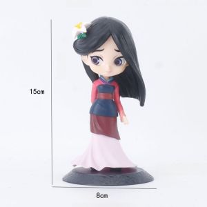 Bandai | 15cm Q Posket Princess Mulan Figure Model Toys Cake Animation Dolls Gifts Home Decor Birthday Party