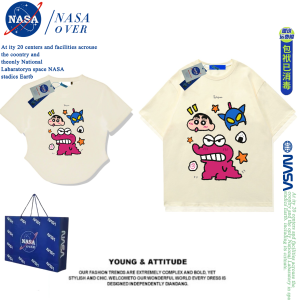 เสื้อยืดคู่รักแขนสั้นพิมพ์ลายการ์ตูนเนื้อผ้าฝ้ายทรงหลวมสบาย ๆ สไตล์ลำลองสำหรับฤดูร้อน