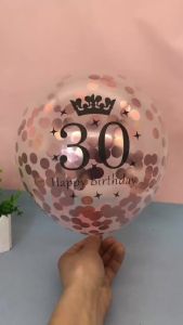 1Bag Rosegold 12inch 30 40 50 60 Happy Birthday Confetti Balloons Adult 30th 40th 50th 60th Birthday Party Anniversary Supplies