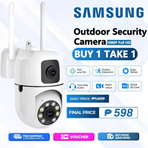 Samsung Dual Lens CCTV Camera No Need internet With Audio and Speaker Buy 1 Take 1 Mini IP Security Camera Outdoor HD Wireless CCTV Camera Wifi Connect 360 CCTV Light Bulb Connect to CP Auto Tracking Night Vision Waterproof Alarm Surveillance