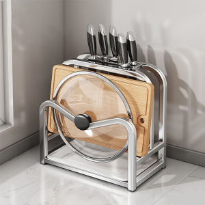 1pc Stainless Steel Knife Holder Kitchen Pot Lid Storage Rack Cutting Board Shelf Household Draining Rack Kitchens Accessories