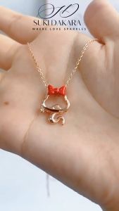 【Cute Snake Pendant】SUKI DAKARA S925 Silver Necklace Movable Tail Snake with Bow Unique Gift for Her