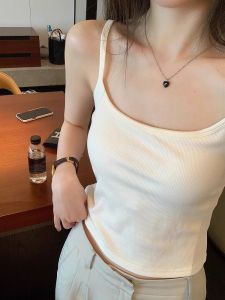 Summer Cotton Blend Camisole Top Womens Fine Strap Vest Inner Wear Outerwear Beautiful Back Exposed Design Breathable Comfortable