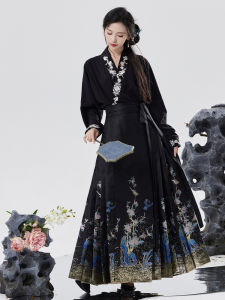 Original Yifishiyi 【Enter the Painting】 Ming Dynasty Hanfu Womens National Style Embroidered Makeup Horse Tail Skirt for Daily Wear in Spring And Autumn