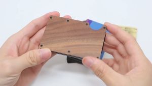 KALUPI Wood Credit Card Clips Wallet For Men with Money Clip Cash Clamp Holder