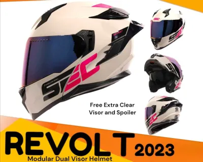 SEC Revolt 2023 Modular Helmet + FREE Extra Clear Visor and Spoiler