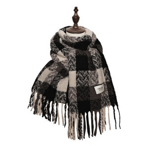 Thickened Plaid Scarf Womens Winter Fashion Korean Style Christmas Green Warm Wide Neck Warmer Polyester Fiber Long Rectangle