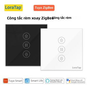 LoraTap ZigBee Tuya Công Tắc Rèm Thông Minh Bảng Điều Khiển Cảm Ứng Kính Trắng/đen Điều Khiển Bằng Giọng Nói Tương Thích Với Động Cơ Hình Ống Google/Alexa