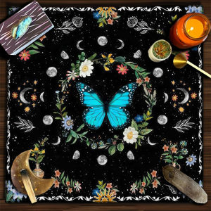 Bướm Hồng Pha Trăng Tarot Bàn Thờ Vải Hoa Witchy Bói Toán Thảm VIKAMA Polyester Khăn Trải Bàn Cho Tarot Đọc Trang Trí Nhà
