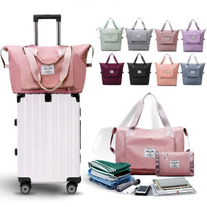 Large Capacity Folding Travel Luggage Bag Expandable Duffel Bag Waterproof Oxford Fabric Dry Wet Separation Sport Shoulder Bag For Women Men