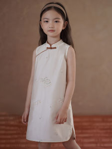 New Chinese Style Childrens Dress Girls Cheongsam Vest Skirt Thin Summer Clothes for Girls Toddler Kids Childrens Clothing