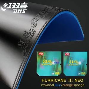 Cao Su Bóng Bàn DHS Hurricane 3 NEO Chuyên Nghiệp Mút Bóng Bàn Dính Màu Xanh Cam Giúp Nâng Cao Hiệu Suất