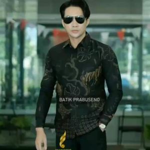 GAHARU - Prabuseno Kemeja Batik Pria Lengan Panjang Size Slimfit Bahan Katun Printing Lapis Furing Erro Handmade Kualitas Premium Jumbo Big Size Modern Halus Adem dan Nyaman Atasan Cowok Pakaian Kerja Formal Kantor