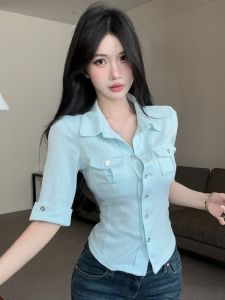 GUZILIAN | Trendy Fashion Stylish Waist Shaping Summer Short Shirt Polo Collar