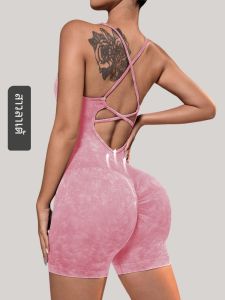 เสื้อโยคะรัดรูปเซ็กซี่สำหรับผู้หญิง เสื้อออกกำลังกายแบบสวมหัวเอวสูง ทรงเข้ารูป ด้านหลังสวยงาม แห้งเร็ว สำหรับผู้หญิง