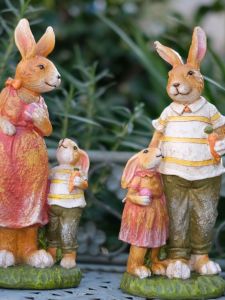 Đồ Trang Trí Ngoài Trời Bằng Nhựa Tượng Thỏ Mẹ Và Con Hoạt Hình Cổ Điển Trang Trí Sân Vườn Ban Công Đồ Trang Trí Không Gian Ngoài Trời