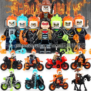 Kf6120ซูเปอร์ฮีโร่อัศวินโครงกระดูกนรกม้าบล็อกไม้ของเล่นรถรบรถจักรยานยนต์ Harley