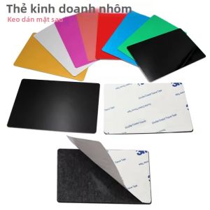 10 Chiếc 0.2 Mm Hợp Kim Nhôm Danh Thiếp Kim Loại Trống DIY Khắc Laser Thẻ Quà Tặng Khách Hàng Lưng Dính Phong Cách