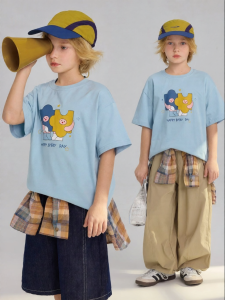 iplant | Cotton Round-neck Letter Print T-shirt for Kids