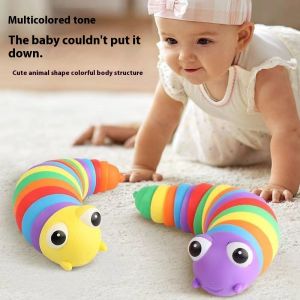 The New Tiktok Decompression Toy Educational Toy Is Versatile Slug Worm Rainbow Caterpillar Lovely Sensory Toy Which Can Freely Reverse and Relieve Pressure and Is A Perfect Gift for Children