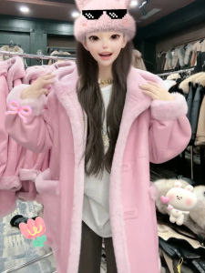 Eco-Friendly Merino Hooded Mid-Length Three-Button Double-Sided Wear Leather Fur Integrated Genuine Leather Ladies Fur Coat