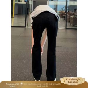 ZHUOCAN | Quần Jeans Ôm Dáng Cao Suối Phố Mùa Hè Màu Đen