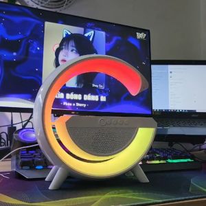 [Mới 2024] Loa Bluetooth chữ G led RGB nháy theo nhạc đồng hồ sạc không dây 15W âm thạnh sống động kiểu sáng sang trọng