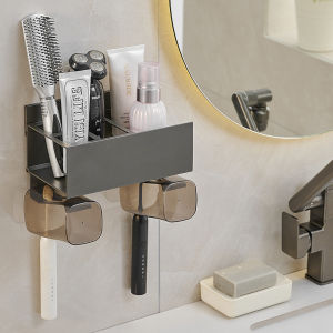 Wall-mounted Toothbrush & Cup Holder No Drilling