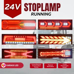1 Set - 24Volt Stoplamp Lampu Rem Belakang Running Truck Universal Waterptoof - Part 1