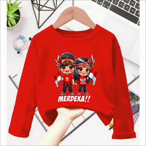 Atasan Baju Kaos HUT RI 17 AGUSTUS Anak-Anak Lengan Panjang Untuk Usia 1-12 Thn