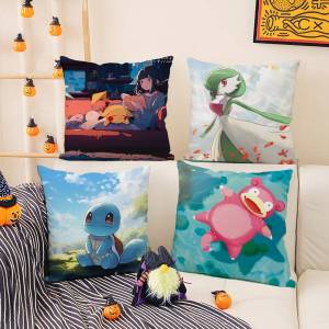 Bandai | Pokemon Espeon Anime Plush Pillow Cover Soft Short Plush Cushion Cover For Sofa Bedroom Living Room Home Decor Gift
