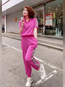 LIANGYILAILIN | Summer Travel Outfit High-end Style Rose Red Casual Sportswear Set for Women