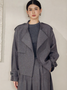Roey s house | Tie-Dye Gray Windbreaker Short Coat for Commuting