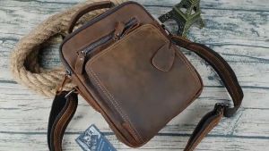 Túi đeo chéo nam da bò thật TD116LD (Nâu sáp) - 100% da bò thật BH 3 năm