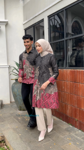 Tunik Batik Wanita Modern Atasan Kerja Lengan Panjang Puffy Baju Batik Namara Blouse Kerja