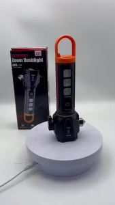 LED Flashlight Bright Light Long Battery Life Outdoor Rechargeable Portable Multifunction Safety Hammer Emergency COB Work Light