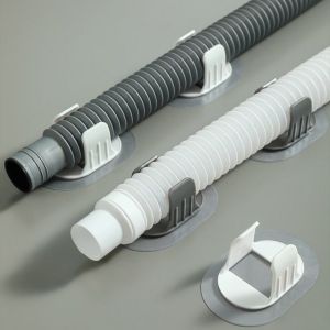 ASRV Washing Machine Drain-Pipe Holder Punch-Free Self-Adhesive Water Pipe Buckle