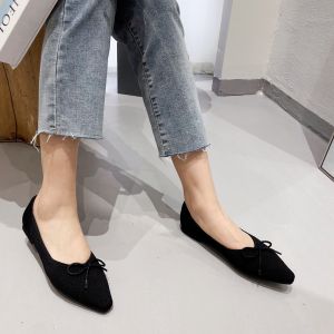 REREJOY 2023 Spring Summer Knitted Lace Hollow out Butterfly Knot Soft Mesh Breathable Womens Flat Shoes Casual round Toe