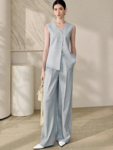 Roey s house | Elegant Professional Summer Suit V-Neck Vest and Pants Set
