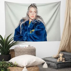 VIKAMA Billie Eilish Tóc Vàng Nâu Trang Phục Treo Tường Thảm Nhạc Pop Ca Sĩ Trang Trí Nhà Mềm Mại Bền Đẹp Ấm Cúng Thẩm Mỹ Polyester