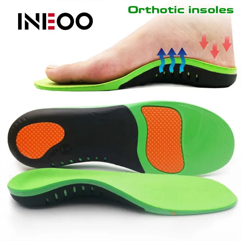 INEOO 1Pair High Arch Support Insoles Orthotic Flat Feet PU Gel Shock Absorb Massage Cushion Sports Shoes Insert X/O Type Leg Plantar Fasciitis Relieve Heel Pain Shoe Pads