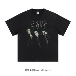 Áo Thun Tay Ngắn in Họa Tiết Punk Green Day Dành Cho Nam Áo Thun Cotton Phong Cách Mỹ Cổ Tròn Dáng Rộng Mùa Hè Thường Ngày