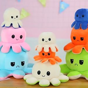 ส่งจากไทย !! ตุ๊กตาปลาหมึก 20cm ตุ๊กตาปลาหมึกเปลี่ยนหน้า กลับด้านสลับสี พลิกเปลี่ยนสีได้